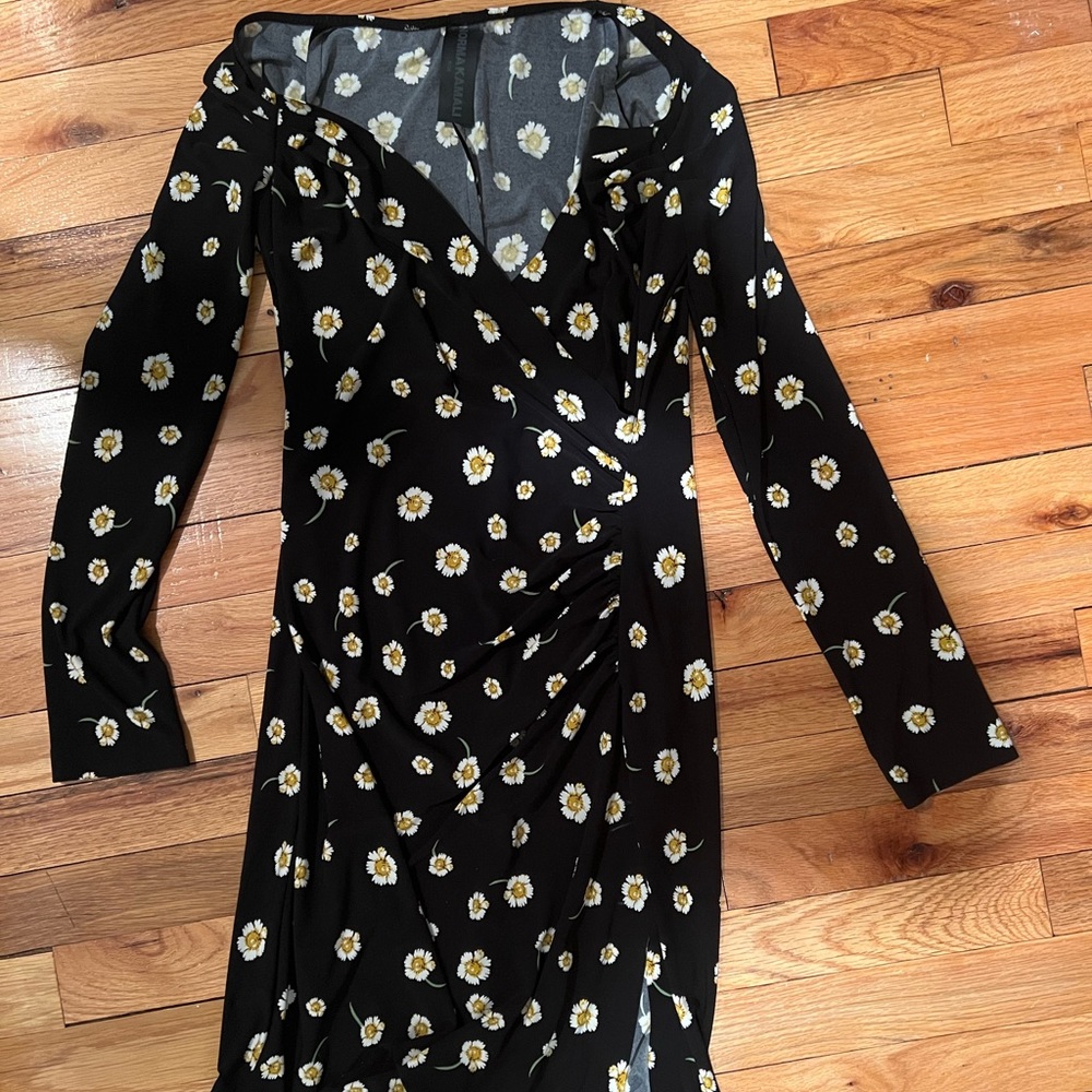 Norma Kamali black dress w/ flowers